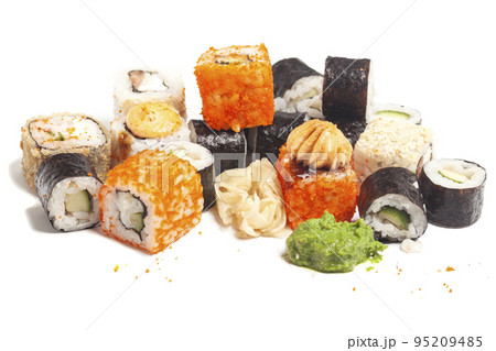 Sushi rolls japanese food isolated on white Sushi rolls japanese food isolated on white 95209485