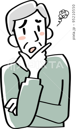 困ったた表情のシニア男性の上半身 95210550