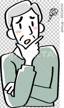 困ったた表情のシニア男性の上半身 95210550