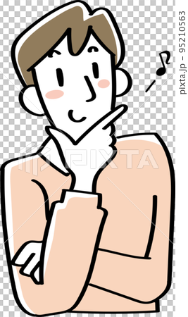 機嫌のよい若い男性の上半身 95210563