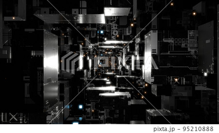 VJ トンネル 箱 機械 サイバー 発光 光 白黒 [別Verあり] 95210888