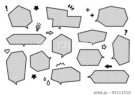 カクカクした吹き出しイラスト 水玉柄 カクカクした吹き出しイラスト 水玉柄 95211010