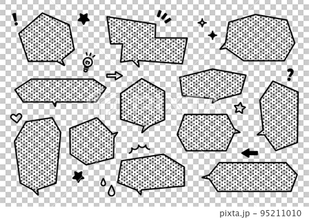 カクカクした吹き出しイラスト 水玉柄 カクカクした吹き出しイラスト 水玉柄 95211010