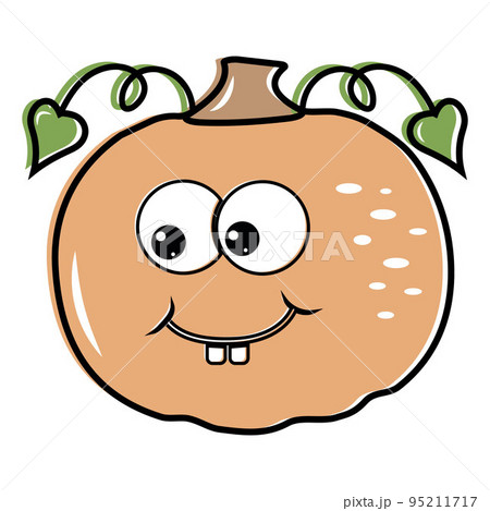 Isolated cartoon orange pumpkin with a kawaii face on a white background. Cute funny character. Flat design. 95211717