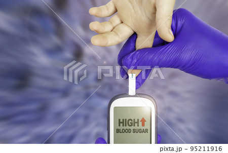 Diabetes. Measuring blood sugar levels. High sugar. Maturity onset diabetes of the young 95211916