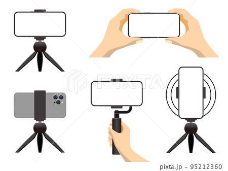 スマートフォンで動画撮影のイラストセット 95212360