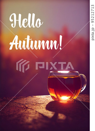 3d renderingn of a cup of warm tea in autumn lights 95212713