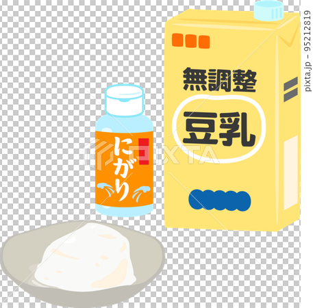 にがりと無調整豆乳と皿に盛った豆腐 95212819