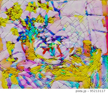 ステンドグラス 花 金魚鉢 95213117