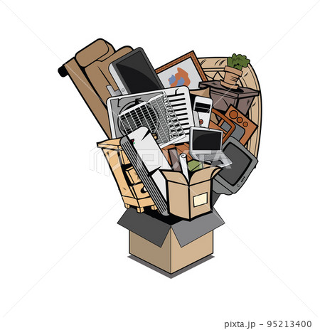 Box full of household junk design illustration vector eps format , suitable for your design needs, logo, illustration, animation, etc. 95213400