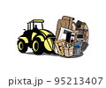 Cartoon of bulldozer moving household junk design illustration vector eps format , suitable for your design needs, logo, illustration, animation, etc. 95213407