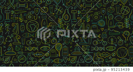 World health day. Seamless Pattern with healty lifestyle for your design. Vector illustration World health day. Seamless Pattern with healty lifestyle for your design. Vector illustration 95213439