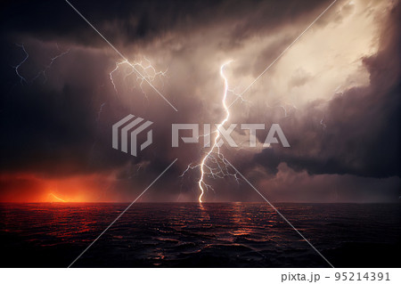 Lightning Thunder Flash Rain during summer storm. Lightning Thunder Flash Rain during summer storm. 95214391