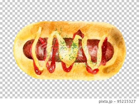 Wiener bread Bread hand-painted watercolor illustration material 95215327