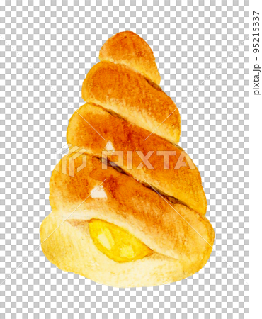 Hand-painted watercolor illustration of custard cornet bread 95215337