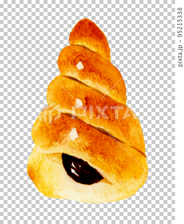 Hand-painted watercolor illustration material of chocolate cornet bread 95215338