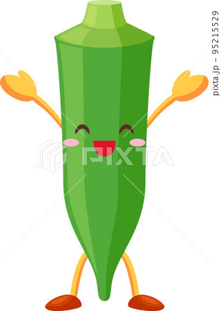 両手を挙げて喜ぶかわいいオクラのキャラクターのイラスト 両手を挙げて喜ぶかわいいオクラのキャラクターのイラスト 95215529