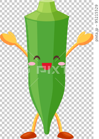 両手を挙げて喜ぶかわいいオクラのキャラクターのイラスト 両手を挙げて喜ぶかわいいオクラのキャラクターのイラスト 95215529