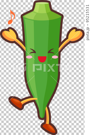 とても喜んでいるかわいいオクラのキャラクターのイラスト とても喜んでいるかわいいオクラのキャラクターのイラスト 95215531