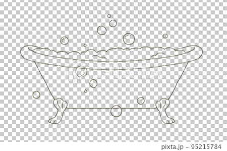 ビューティー　猫足バスタブの泡風呂のイラストレーション 95215784