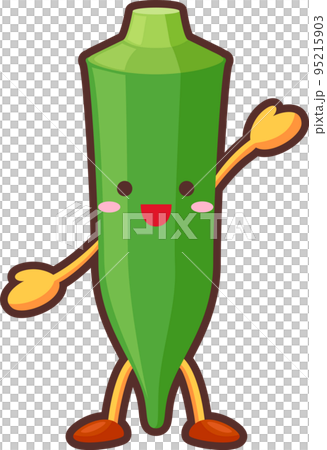 可愛的秋葵字符舉手的插圖 95215903