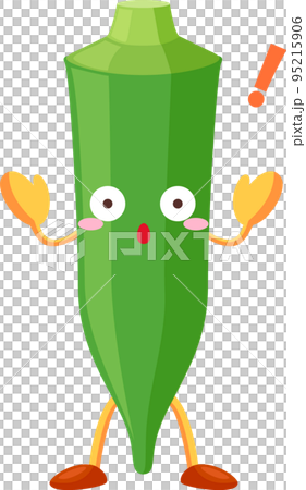 Illustration of a surprised cute okra character 95215906