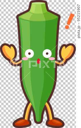 Illustration of a surprised cute okra character 95215907
