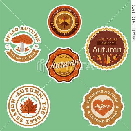Flat design autumn badge collection 95215970