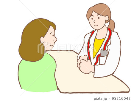 女性の精神科医と面談をするうつ病の女性のイラスト 95216042