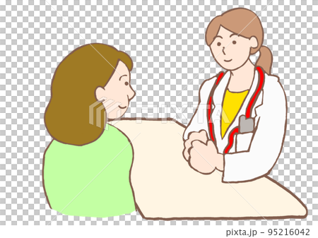 女性の精神科医と面談をするうつ病の女性のイラスト 95216042