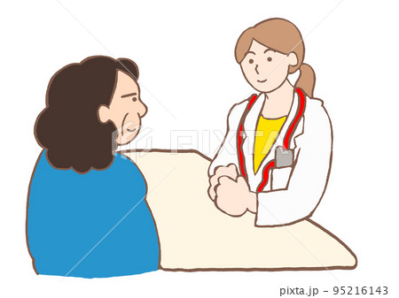 女性の精神科医と面談をする統合失調症の女性のイラスト 女性の精神科医と面談をする統合失調症の女性のイラスト 95216143