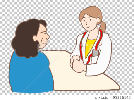 女性の精神科医と面談をする統合失調症の女性のイラスト 女性の精神科医と面談をする統合失調症の女性のイラスト 95216143