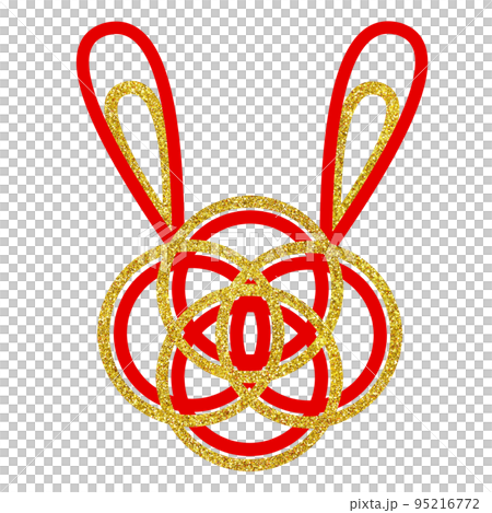 Illustration material Mizuhiki Rabbit Knot Gold 95216772