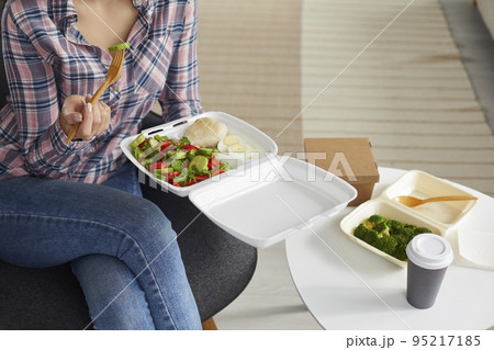 Woman follow healthy lifestyle eat diet food Woman follow healthy lifestyle eat diet food 95217185