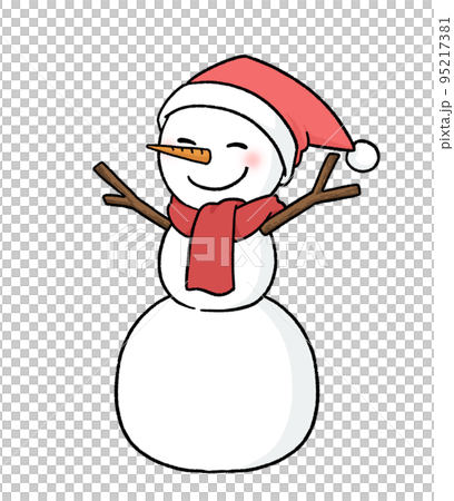 戴著聖誕老人帽子的三層雪人 95217381