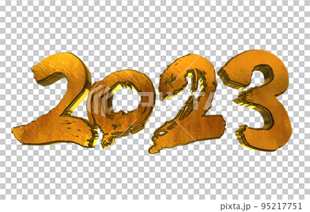 Gold letter 2023 brush letter New Year's card handwriting 3D 95217751