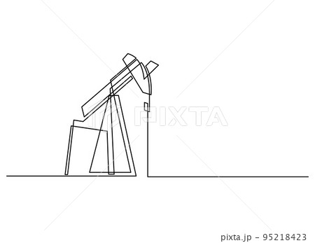 Continuous line art of oil pump station. Petrol transportation gasoline silhouette. Oil gas economy industrial concept. Vector illustration. 95218423