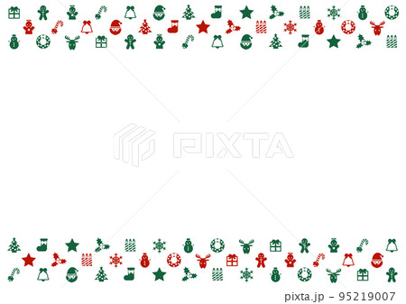 クリスマス模様のフレームイラスト: 赤と緑色のアイコン 95219007