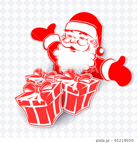 Isolated illustration of Santa Claus with boxes, design element 95219050