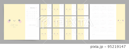 2023 cute calendar. Simple and minimal cute planner calendar with place for notes. Desk or wall calendar vector template. 2023 cute calendar. Simple and minimal cute planner calendar with place for notes. Desk or wall calendar vector template. 95219147