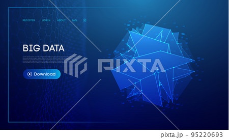 Big data cloud technology background. Blockchain technology service concept. Abstract network connection network. 95220693