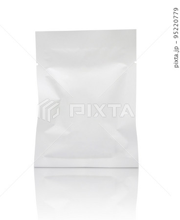 Blank white foil bag packaging isolated on white background with clipping path 95220779