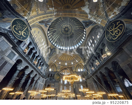 Beautiful interior of mosque Hagia Sophia in Istanbul, Turkey 95220875