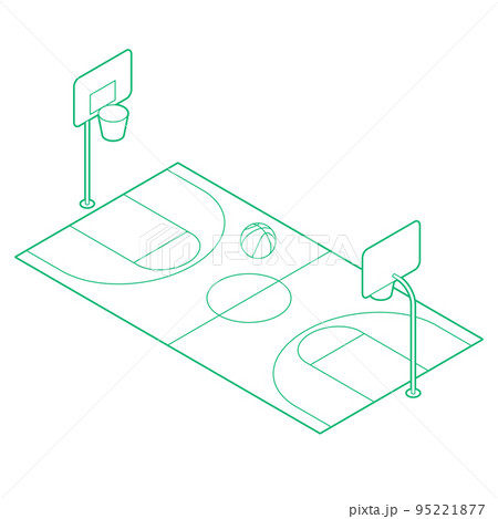 Isometric Backetball Court Outline Illustration 95221877