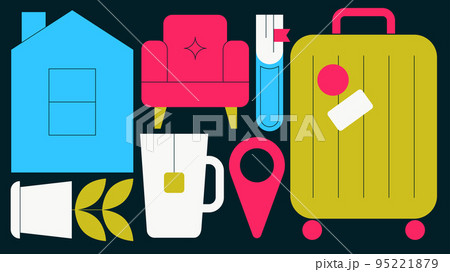 Staycation Flat Concept Illustration 95221879