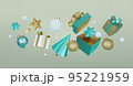 Realistic 3d white gold and turquoise trendy festive background. 95221959