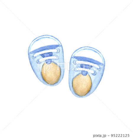 Watercolor blue baby shoes 95222125