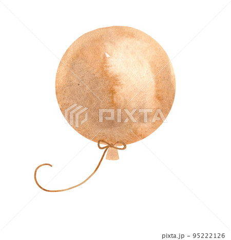 Watercolor brown balloon. Happy birthday 95222126