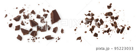 piece of chocolate isolated on white background. . Top view. Flat lay. 95223033