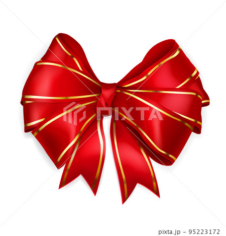 Red bow with golden strips 95223172